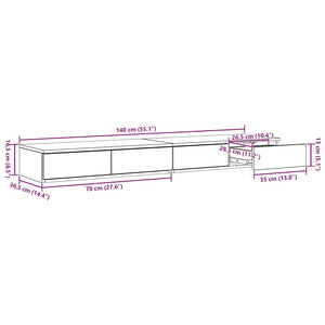 Συρτάρια κρεβατιού Μαύρη Οξυά 140 x 36,5 x 16,5 εκ