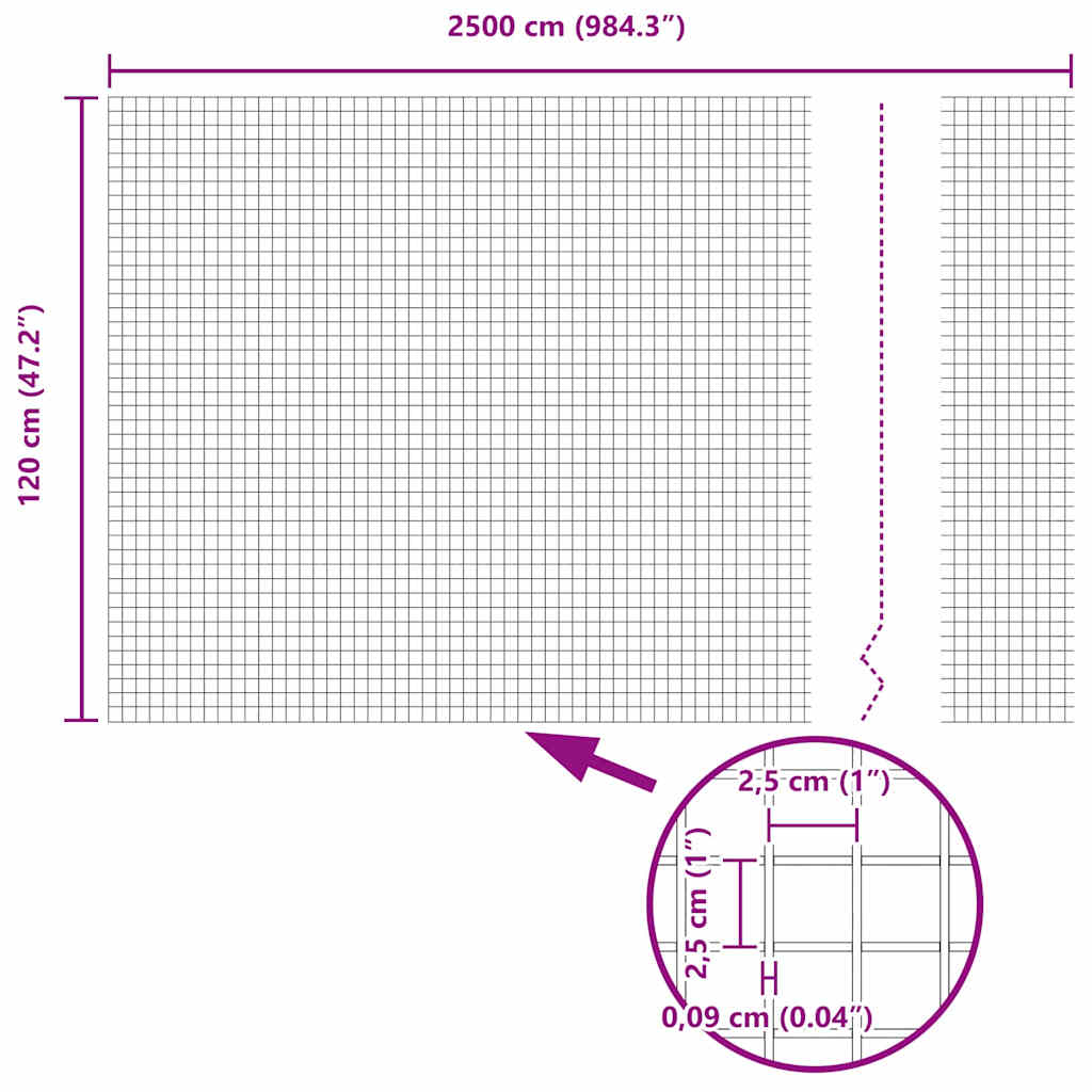 Συγκολλητός φράχτης από σύρμα Γκρι 1.2 x 25 m