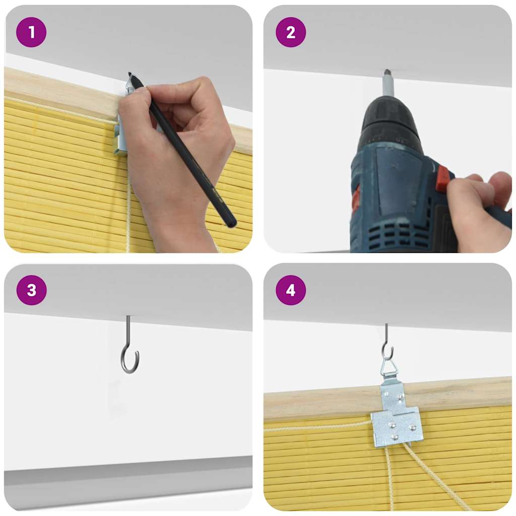 Ρόλερ με κουρτίνες Κίτρινο 140 x 220 cm Μπαμπού - Pakobazaar