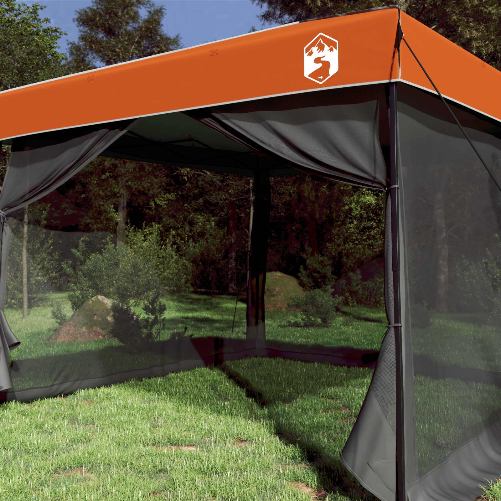 Σετ Σκηνών Κατασκήνωσης με στέγη 2 pcs Γκρι και Πορτοκαλί - Pakobazaar