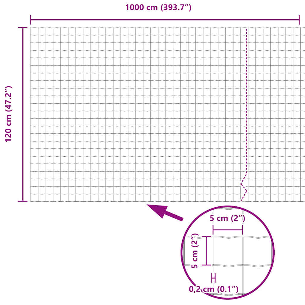 Φράχτης Εuro Πράσινο 1,2 x 10 m Σίδηρος με επικάλυψη PVC - Pakobazaar