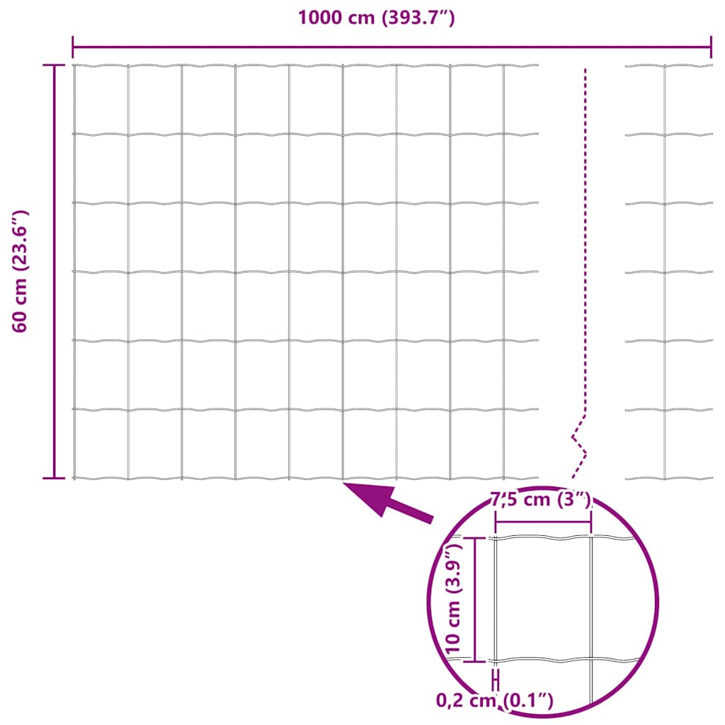 Φράχτης Εuro Πράσινο 0,6 x 10 μ Σίδηρος με επικάλυψη PVC - Pakobazaar