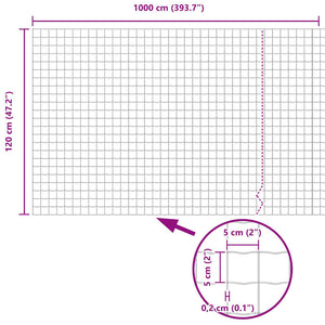Φράχτης Εuro Γκρι 1,2 x 10 m Σίδηρος με επικάλυψη PVC - Pakobazaar