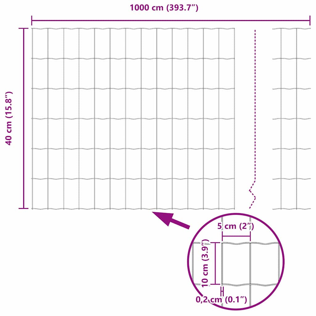 Φράχτης Εuro Γκρι 0,4 x 10 μ Σίδηρος με επικάλυψη PVC - Pakobazaar