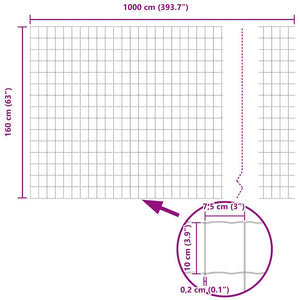 Φράχτης Εuro Γκρι 1,6 x 10 m Σίδηρος με επικάλυψη PVC - Pakobazaar