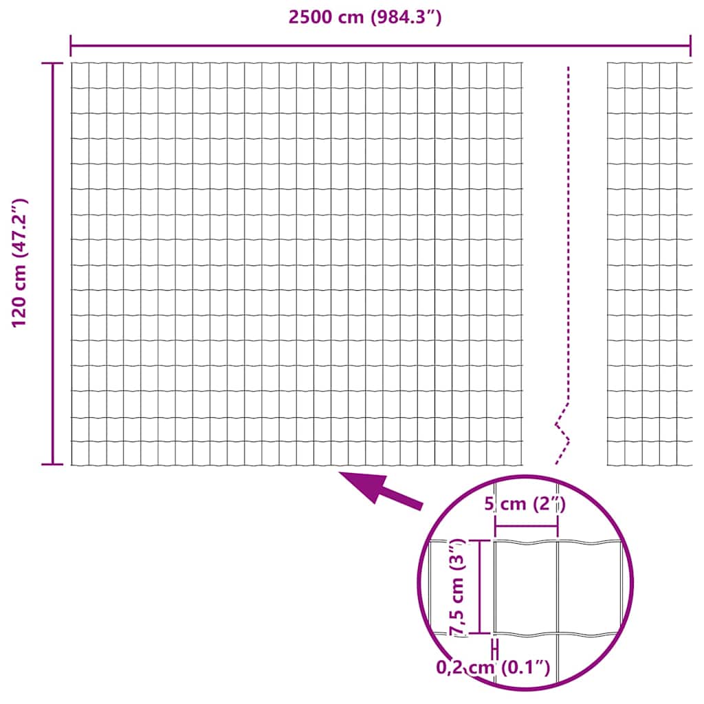 Φράχτης Εuro Γκρι 1,2 x 25 m Σίδηρος με επικάλυψη PVC - Pakobazaar
