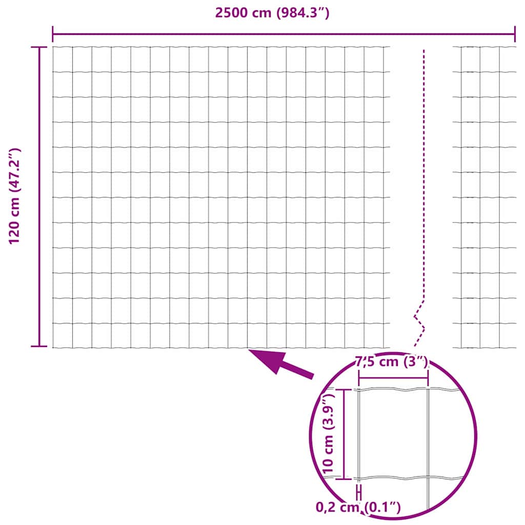 Φράχτης Εuro Γκρι 1,2 x 25 m Σίδηρος με επικάλυψη PVC - Pakobazaar
