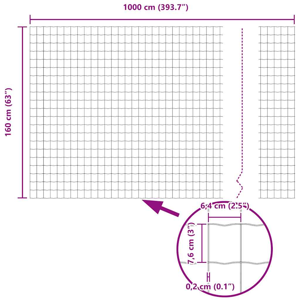 Φράχτης Εuro Μαύρο 1,6 x 10 m Σίδηρος με επικάλυψη PVC - Pakobazaar