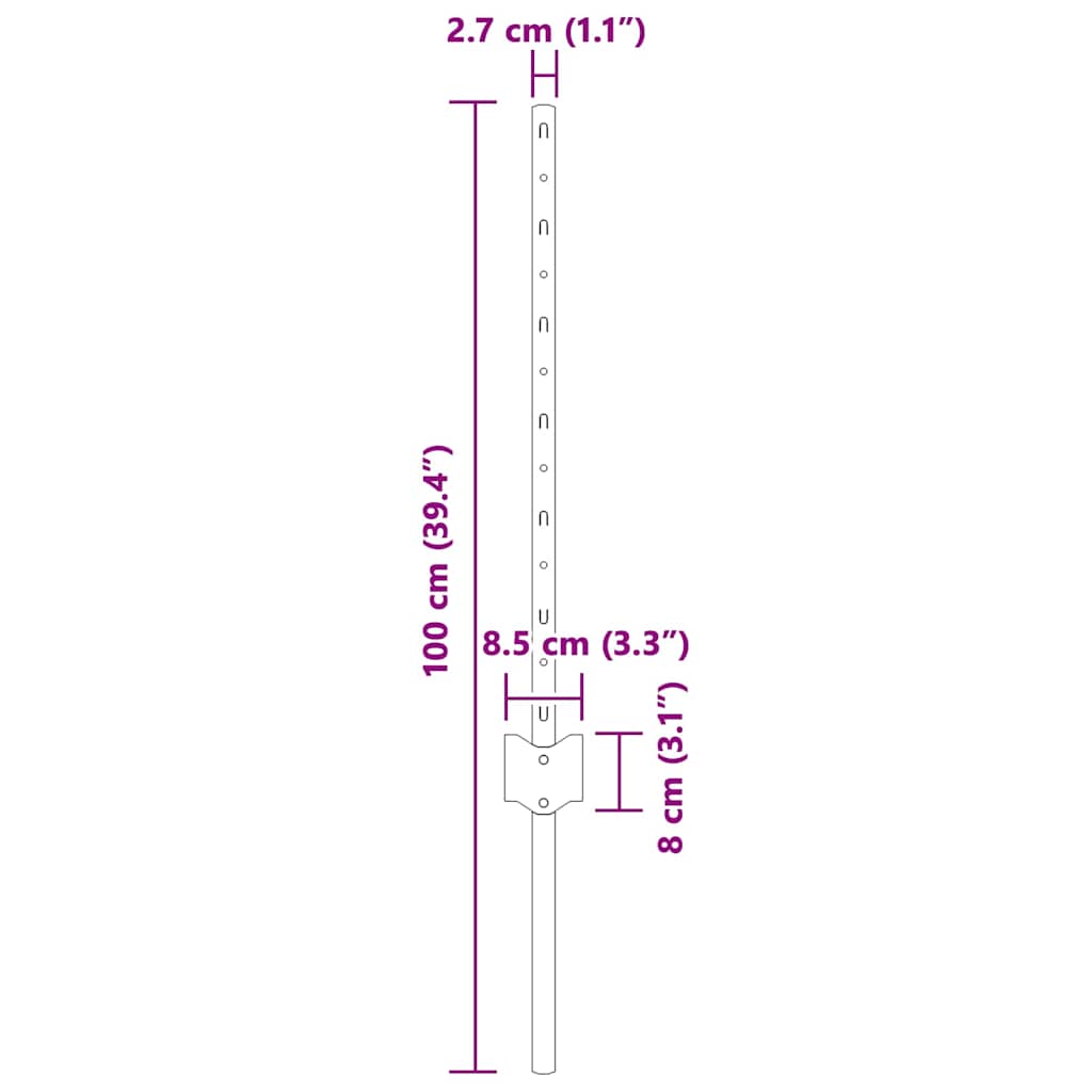 Στύλος Περιφράξεων 44 pcs Πράσινο 100 cm Ατσάλι - Pakobazaar
