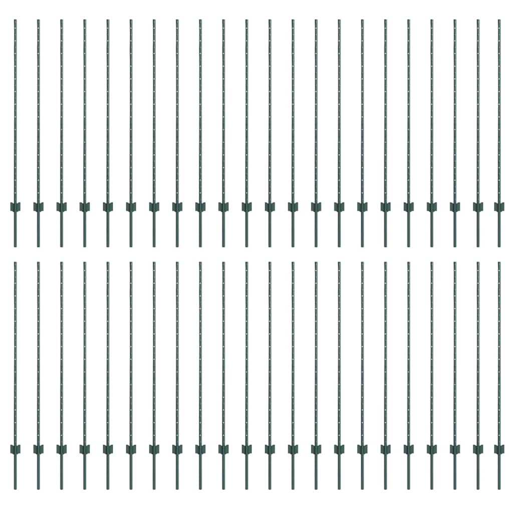 Στύλος Περιφράξεων 44 pcs Πράσινο 180 cm Ατσάλι