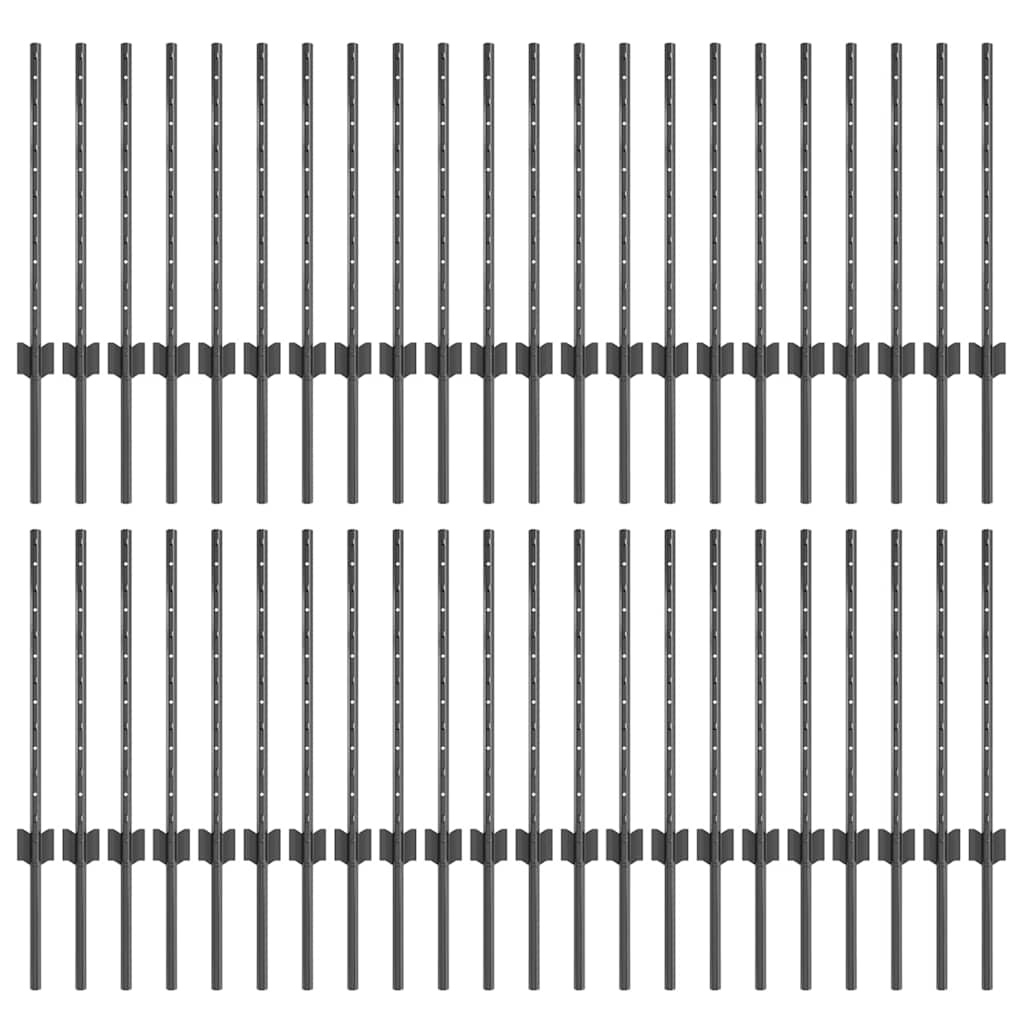 Στύλος Περιφράξεων 44 pcs Γκρι 100 cm Ατσάλι - Pakobazaar