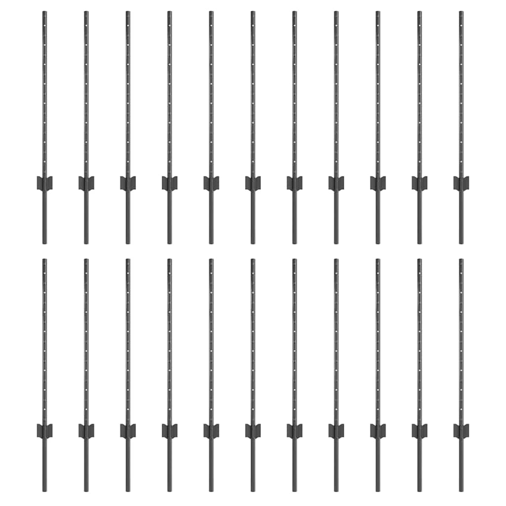 Στύλος Περιφράξεων 22 pcs Γκρι 120 cm Ατσάλι - Pakobazaar