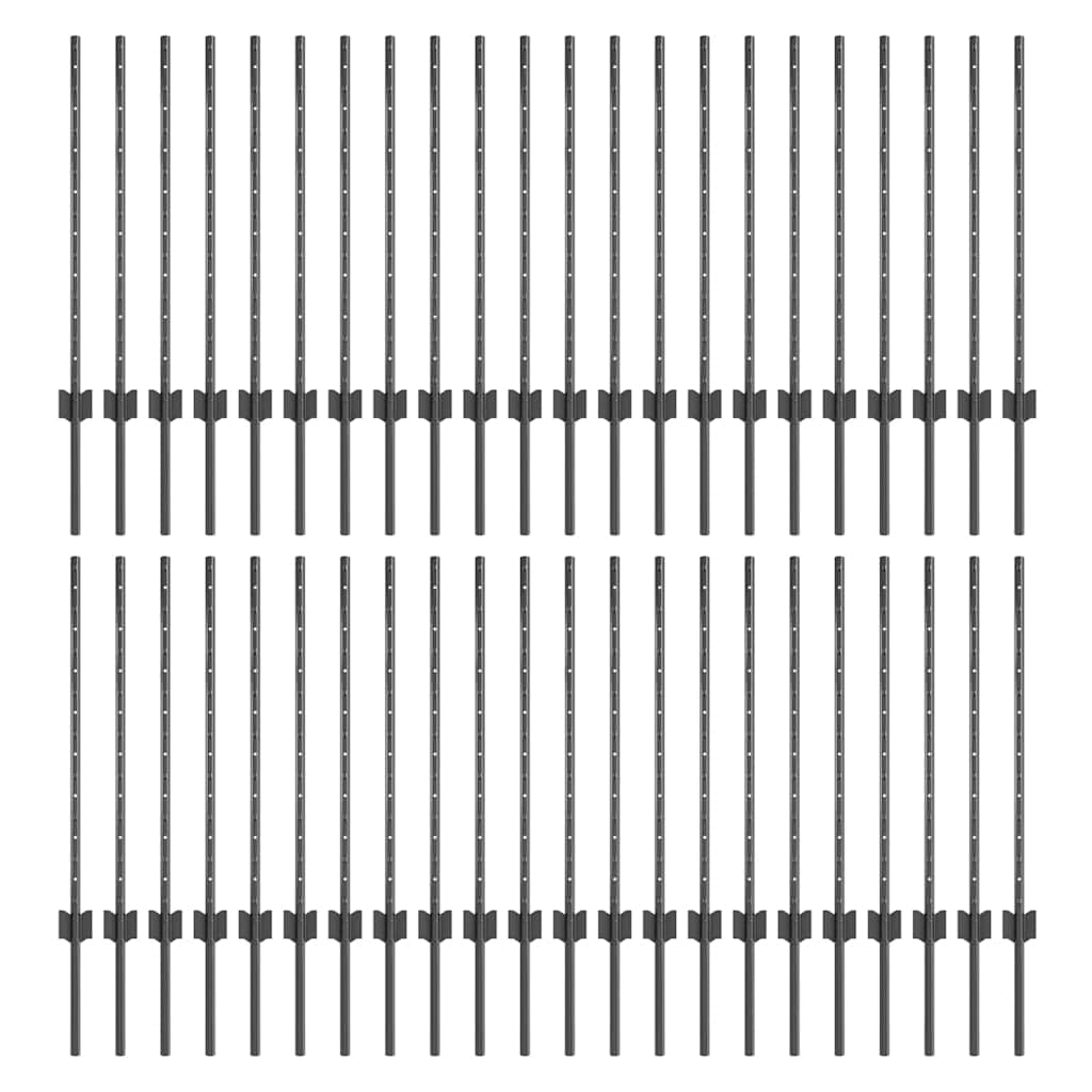 Στύλος Περιφράξεων 44 pcs Γκρι 120 cm Ατσάλι - Pakobazaar