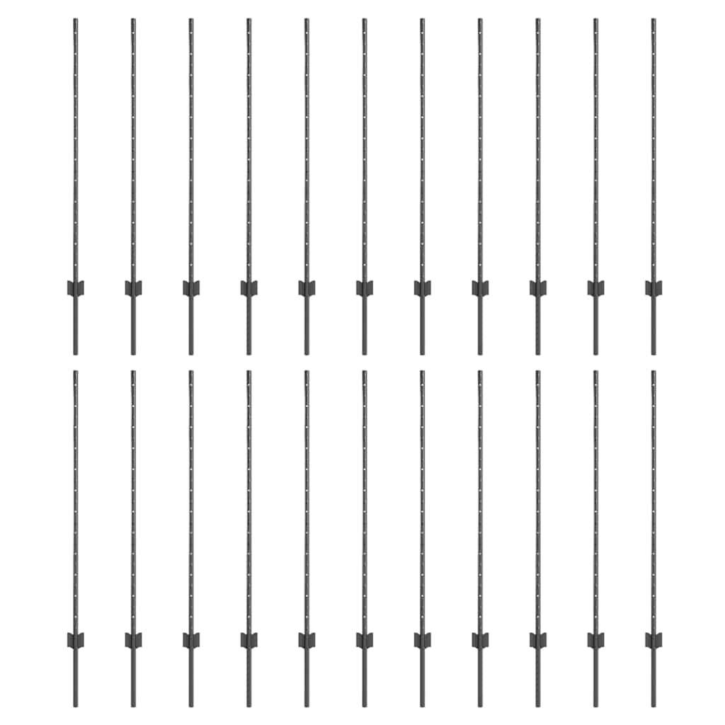 Στύλος Περιφράξεων 22 pcs Γκρι 160 cm Ατσάλι - Pakobazaar
