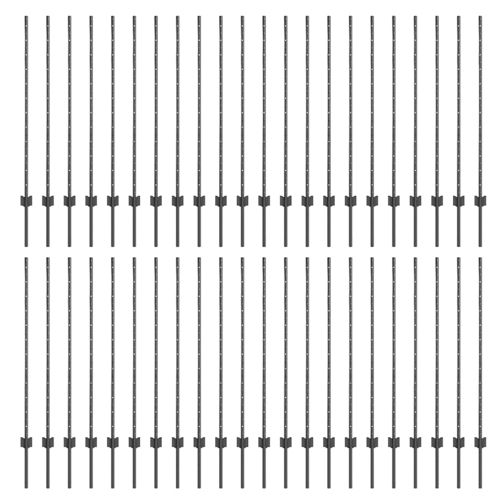 Στύλος Περιφράξεων 44 pcs Γκρι 160 cm Ατσάλι - Pakobazaar