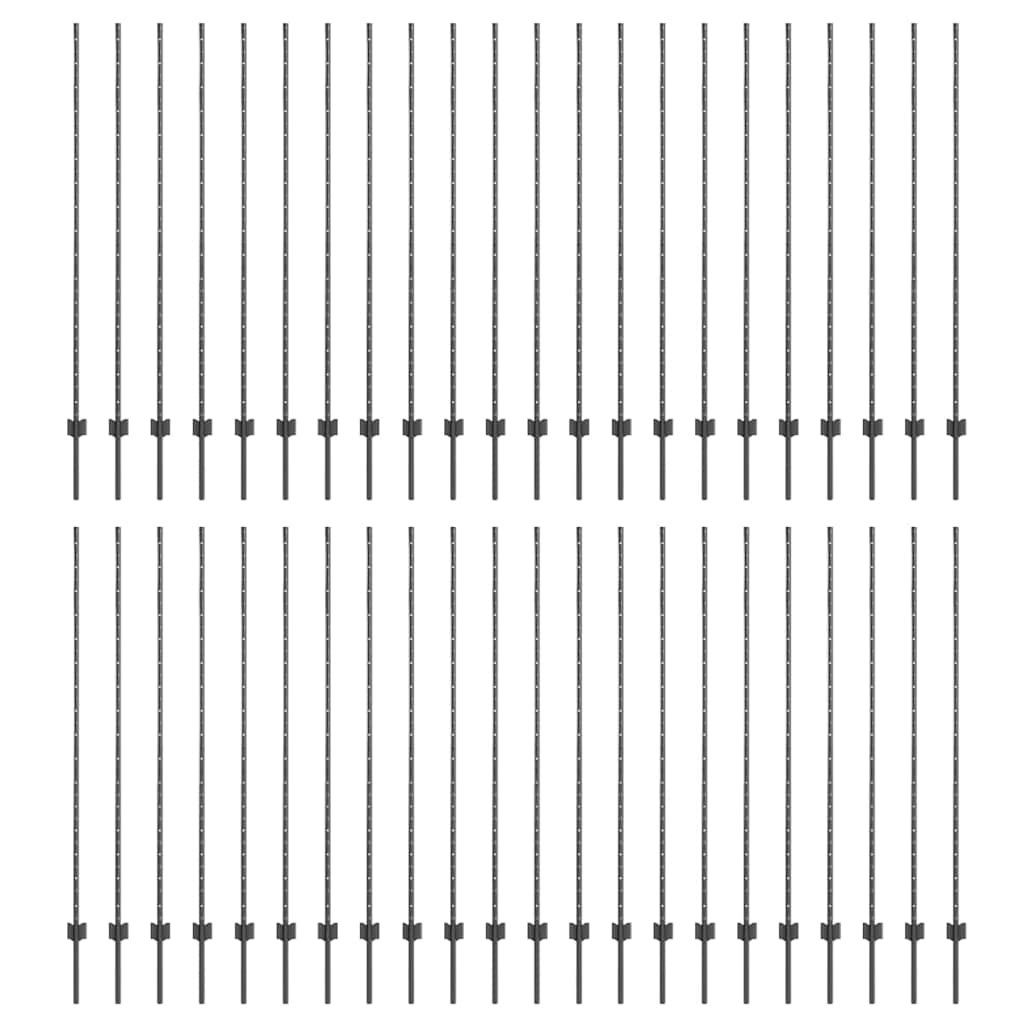 Στύλος Περιφράξεων 44 pcs Γκρι 200 cm Ατσάλι - Pakobazaar