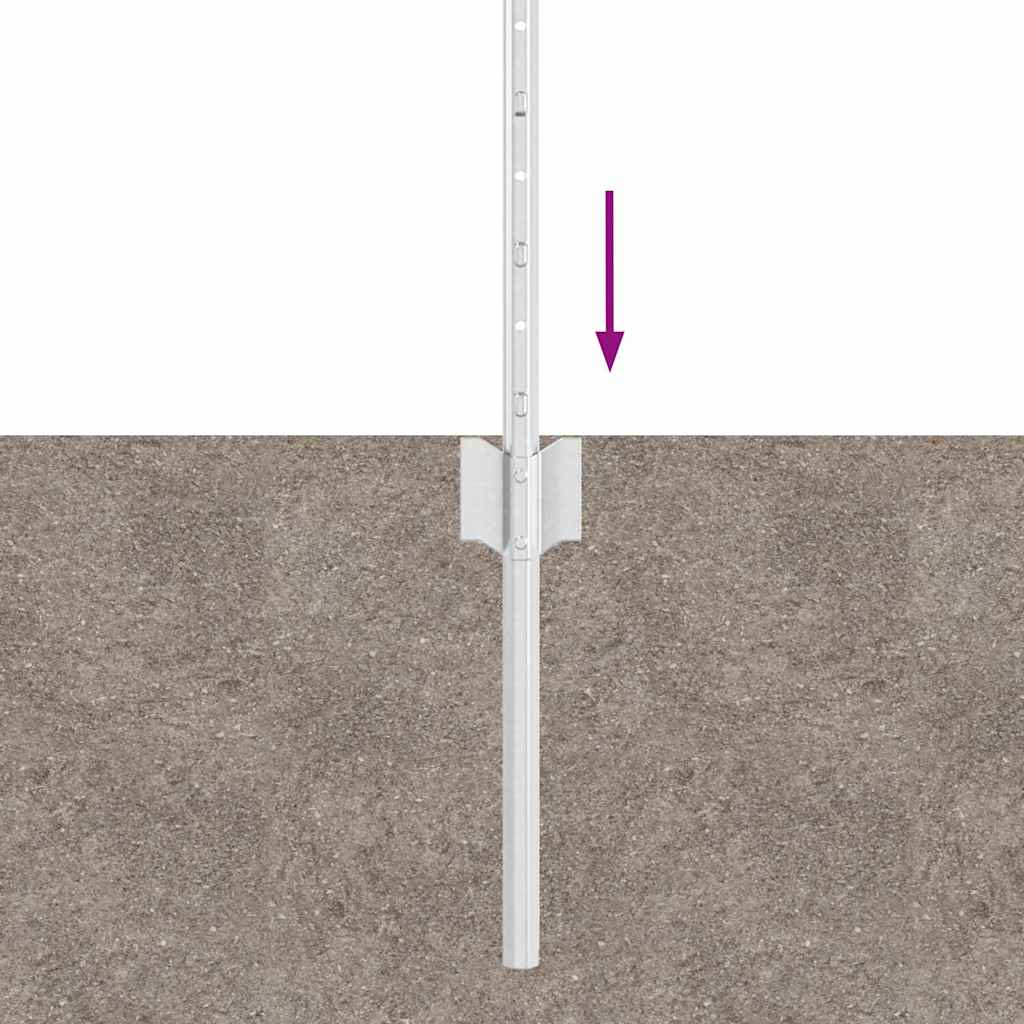 Ενσωματωμένος Πόλος Φράχτη 22 τμχ. Ασημί 120 cm