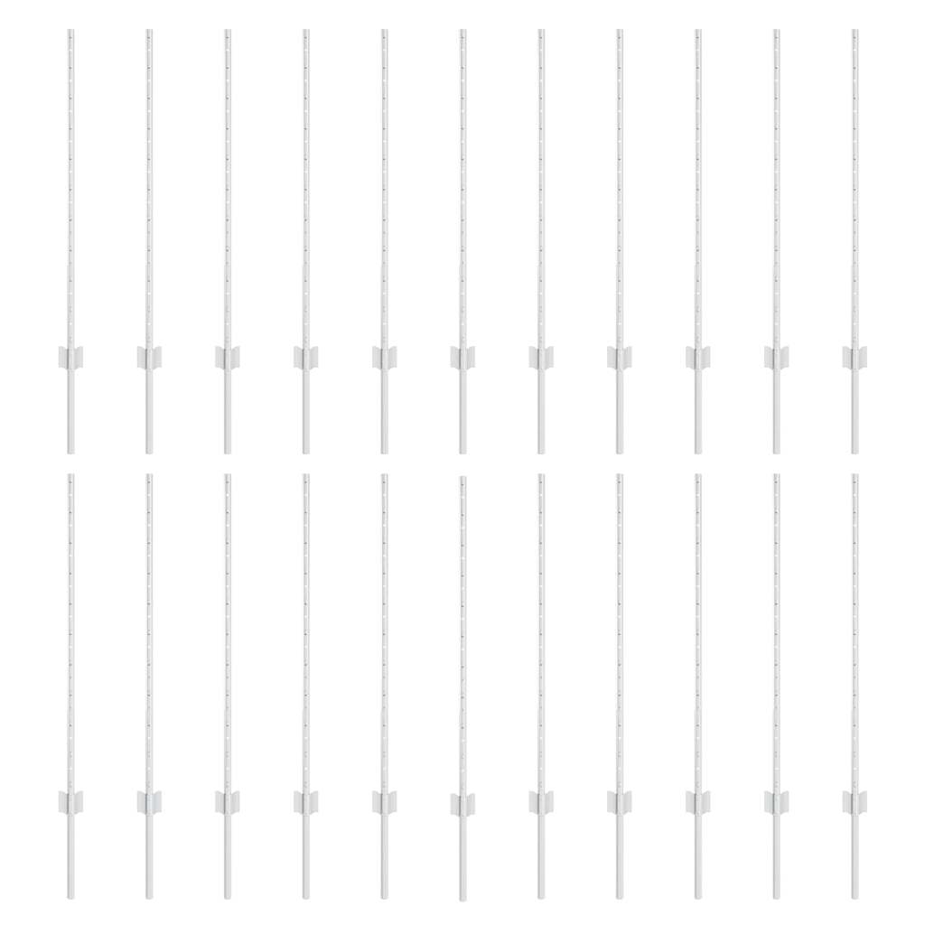 Ενσωματωμένος Πόλος Φράχτη 22 τμχ. Ασημί 140 cm