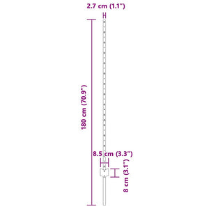 Ενσωματωμένος Πόλος Φράχτη 22 τεμ. Ασημί 180 cm