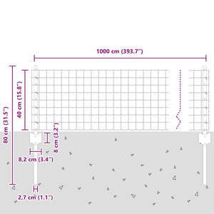 Περίφραξη Euro με Στήλη 10 x 0,4 m PVC-Επικαλυμμένο Ατσάλι - Pakobazaar