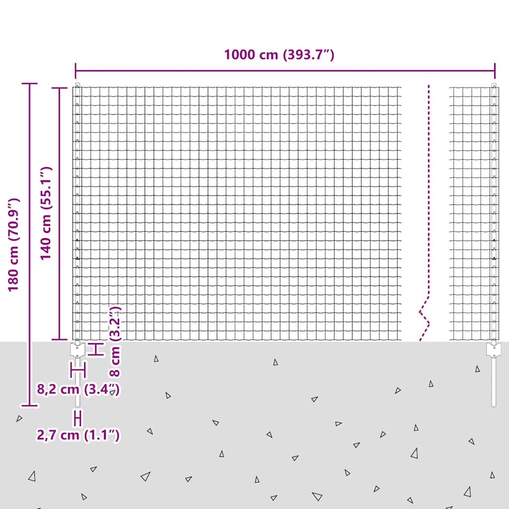 Συγκολλητός φράχτης από σύρμα 10 x 1,4 μ. (Π x Υ)