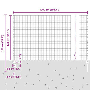 Περίφραξη Euro με Στήλη 10 x 1,4 μ PVC-Επικαλυμμένο Ατσάλι