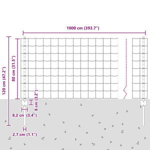 Τεντώτο με στήριγμα Πράσινο 0,8 x 10 m Ατσάλι - Pakobazaar