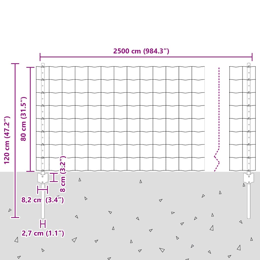 Τεντώτο με στήριγμα Πράσινο 0,8 x 25 m Ατσάλι - Pakobazaar