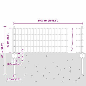 Περίφραξη Euro με Στήλη 50 x 0,4 μ PVC-Επικαλυμμένο Ατσάλι - Pakobazaar