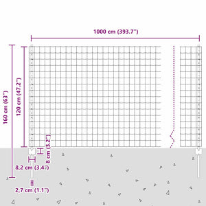 Περίφραξη Euro με Στήλη 10 x 1,2 μ PVC-Επικαλυμμένο Ατσάλι