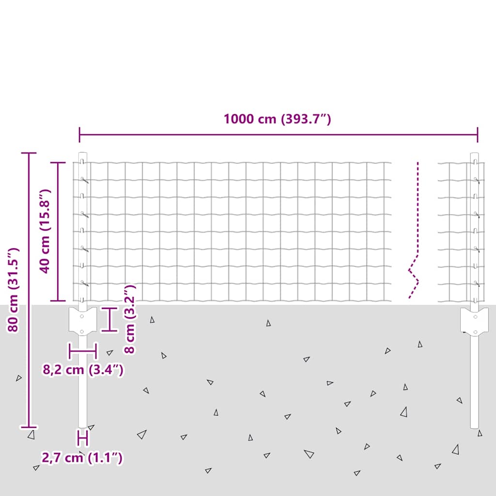 Περίφραξη Euro με Στήλη 10 x 0,4 m PVC-Επικαλυμμένο Ατσάλι Γκρι