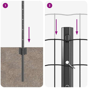 Περίφραξη Euro με Στήλη 10 x 0,8 μ PVC-Επικαλυμμένο Ατσάλι Γκρι