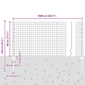 Περίφραξη Euro με Στήλη 10 x 0,8 μ PVC-Επικαλυμμένο Ατσάλι Γκρι