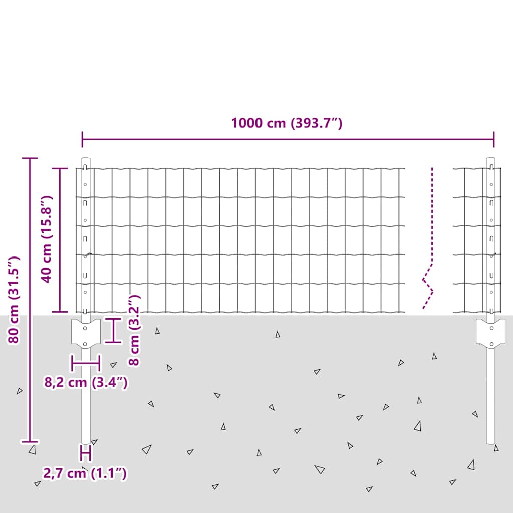 Τεντώτο με στήριγμα Γκρι 0,4 x 10 μ Χάλυβας και PVC - Pakobazaar