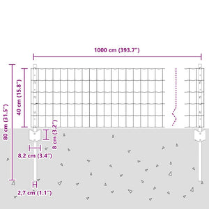 Τεντώτο με στήριγμα Γκρι 0,4 x 10 μ Χάλυβας και PVC - Pakobazaar