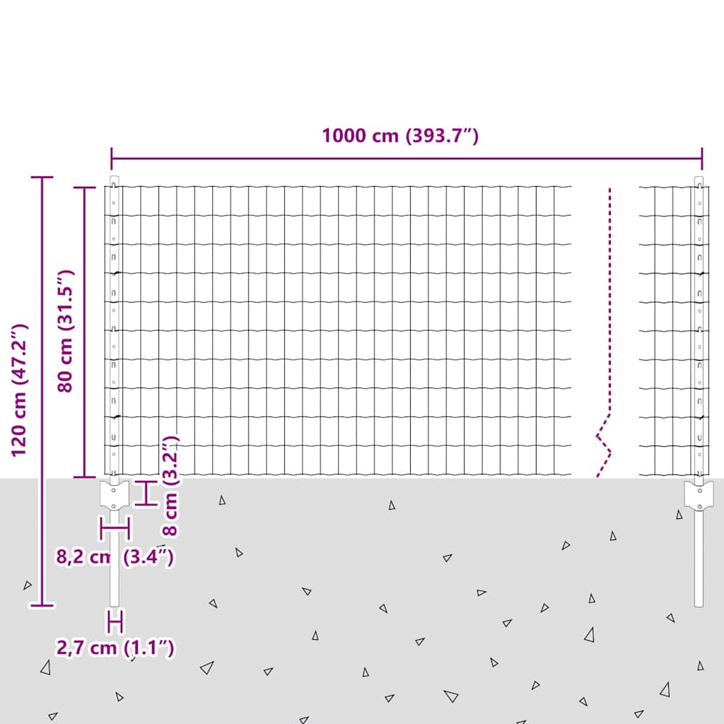 Τεντώτο με στήριγμα Γκρι 0,8 x 10 m Χάλυβας και PVC