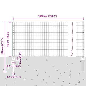 Περίφραξη Euro με Στήλη 10 x 0,8 μ PVC-Επικαλυμμένο Ατσάλι Γκρι