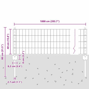 Τεντώτο με στήριγμα Γκρι 0,4 x 10 μ Χάλυβας και PVC - Pakobazaar