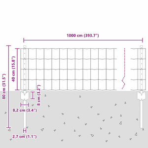 Περίφραξη Euro με Στήλη 10 x 0,4 m PVC-Επικαλυμμένο Ατσάλι Γκρι