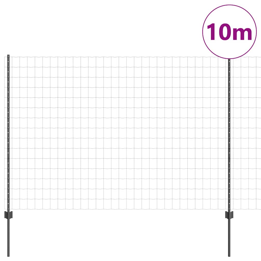 Περίφραξη Euro με Στήλη 10 x 1,5 m PVC-Επικαλυμμένο Ατσάλι Γκρι