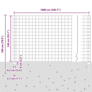 Περίφραξη Euro με Στήλη 10 x 1,4 μ PVC-Επικαλυμμένο Ατσάλι Γκρι