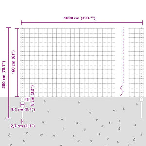 Περίφραξη Euro με Στήλη 10 x 1,6 m PVC-Επικαλυμμένο Ατσάλι Γκρι