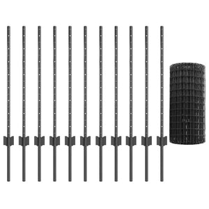 Τεντώτο με στήριγμα Γκρι 0,8 x 25 m Χάλυβας και PVC - Pakobazaar