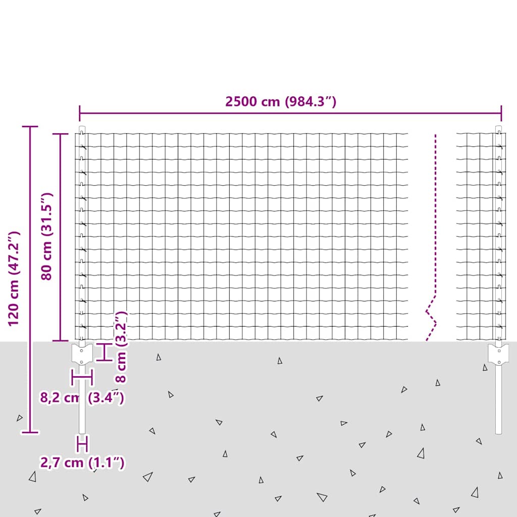 Τεντώτο με στήριγμα Γκρι 0,8 x 25 m Χάλυβας και PVC - Pakobazaar