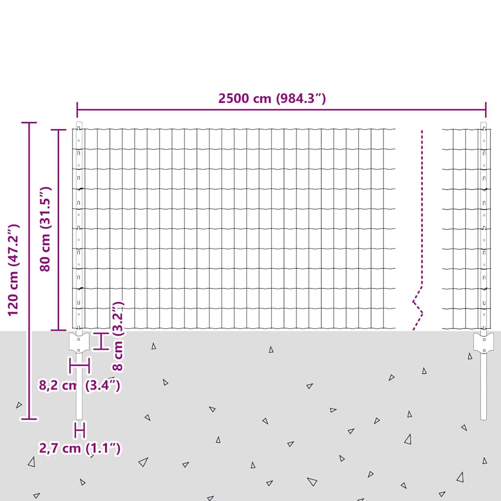 Τεντώτο με στήριγμα Γκρι 0,8 x 25 m Χάλυβας και PVC - Pakobazaar