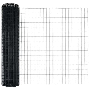 Περίφραξη Euro με Στήλη 25 x 1 m PVC-Επικαλυμμένο Ατσάλι Γκρι