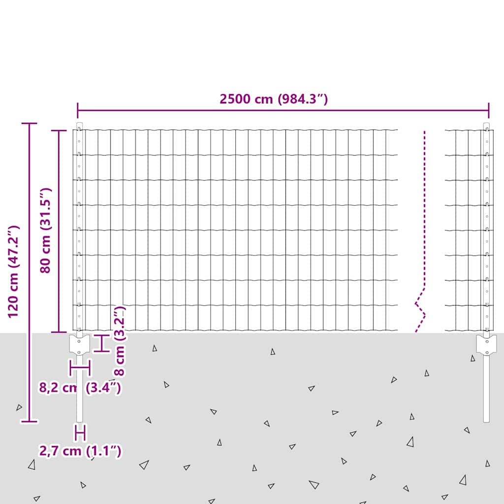 Τεντώτο με στήριγμα Γκρι 0,8 x 25 m Χάλυβας και PVC - Pakobazaar