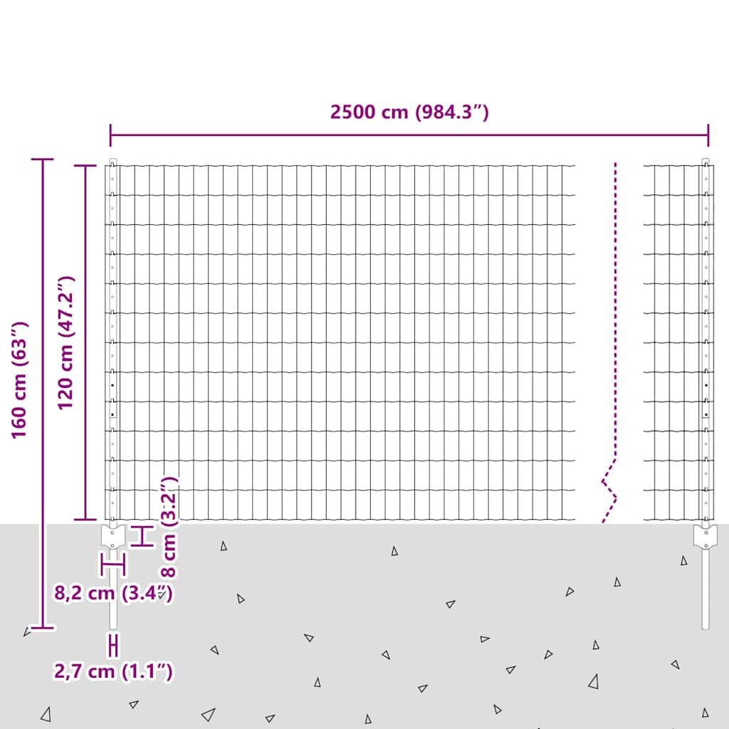 Τεντώτο με στήριγμα Γκρι 1,2 x 25 m Χάλυβας και PVC