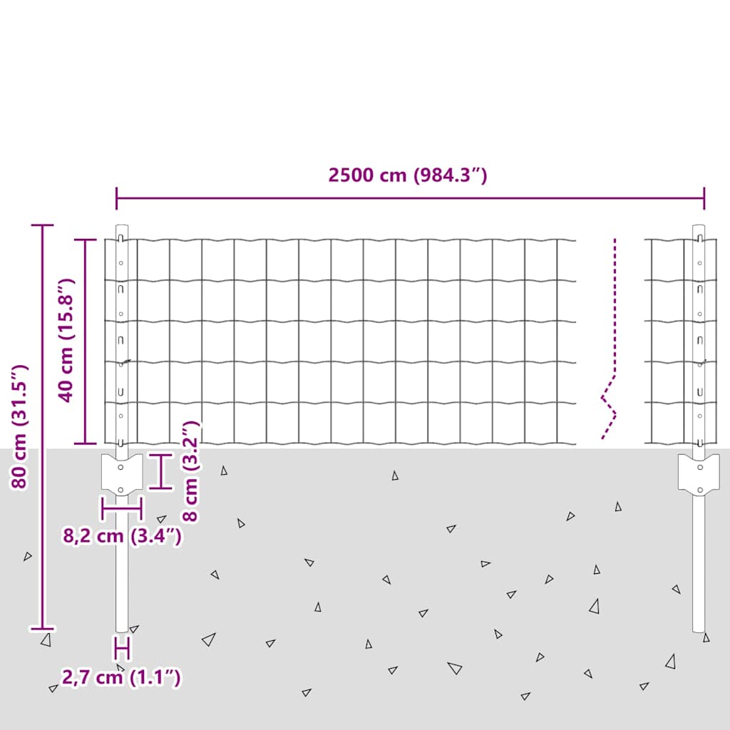 Τεντώτο με στήριγμα Γκρι 1 x 25 m Χάλυβας και PVC