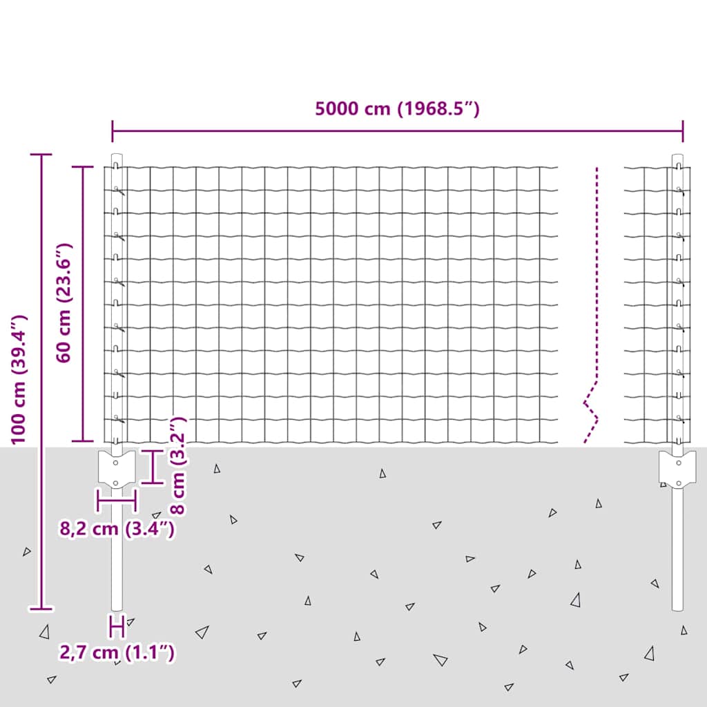 Τεντώτο με στήριγμα Γκρι 0,6 x 50 μ. Χάλυβας και PVC - Pakobazaar
